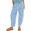 imageFlygo Girls Plaid Wide Leg Pants Gingham Elastic Waist Trousers Cute Print Bottoms with Slant PocketsLightblue