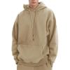 imageFlygo Mens Hoodie Oversized Fleece Pullover Fashion Hoodies Casual Long Sleeve Hooded Sweatshirt StreetwearKhaki