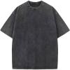 imageFlygo Mens Oversized TShirts Vintage 280G Heavy Cotton Streetwear Short Sleeve Solid Basic Tee Shirt Acid Wash TopsDark Grey