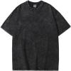 imageFlygo Mens Oversized Vintage TShirts Cotton Streetwear Short Sleeve Solid Basic Tee Shirt Acid Wash Hip Hop Tops Black