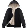 imageFlygo Unisex Boys Girls Fleece Jacket Hoodie Sherpa Lined Zip Up Hooded Sweatshirt Kids Winter JacketsBlack Grey