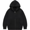 imageFlygo Unisex Boys Girls Hoodie Sweatshirt Full Zip Up Casual Long Sleeve Solid Jacket Kids Lightweight Outwear with PocketsBlack