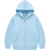 imageFlygo Unisex Boys Girls Hoodie Sweatshirt Full Zip Up Casual Long Sleeve Solid Jacket Kids Lightweight Outwear with PocketsBlue
