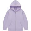 imageFlygo Unisex Boys Girls Hoodie Sweatshirt Full Zip Up Casual Long Sleeve Solid Jacket Kids Lightweight Outwear with PocketsPurple