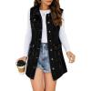 imageFlygo Womens Casual Button Up Sleeveless Denim Jean Mid Long Vest Gilet Jacket01 Black