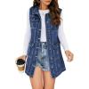 imageFlygo Womens Casual Button Up Sleeveless Denim Jean Mid Long Vest Gilet Jacket01 Blue