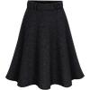 imageFlygo Womens Casual Elastic Waist Wool ALine Flare Knee Length SkirtBlack