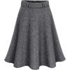 imageFlygo Womens Casual Elastic Waist Wool ALine Flare Knee Length SkirtGrey