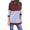 imageFlygo Womens Casual Long Sleeve Crewneck Tunics T Shirt TopsWine Red