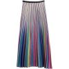 imageFlygo Womens Elastic High Waist Pleated A Line Rainbow Stripes Swing Midi Skirt DressBlue