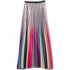 imageFlygo Womens Elastic High Waist Pleated A Line Rainbow Stripes Swing Midi Skirt DressRed