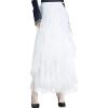 imageFlygo Womens Elastic Waist Tulle Ruffle Prom Party Layered Tiered Irregular Mesh Maxi Long SkirtWhite