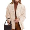 imageFlygo Womens Faux Suede Blazer Jacket Vintage Long Sleeve Button Down Casual Blazer Business Work OutfitsBeige