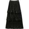 imageFlygo Womens Flared Layered Peated Ruffles Waterfall Midi SkirtBlack