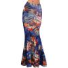 imageFlygo Womens Maxi Skirt Fold Over Waist Floral Printed Long SkirtDark Blue