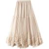 imageFlygo Womens Maxi Tulle Skirt Long Tiered A Line Mesh Tutu Fairy High Elastic Waist Pleated Layered SkirtsApricot