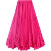 imageFlygo Womens Maxi Tulle Skirt Long Tiered A Line Mesh Tutu Fairy High Elastic Waist Pleated Layered SkirtsRose
