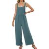 imageFlygo Womens Overalls Loose Fit Wide Leg Jumpsuits 2025 Summer Casual Rompers Jumper with PocketsBlue Grey