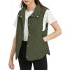 imageFlygo Womens Quilted Vest Stand Collar Lightweight Button Down Puffer Padded Outerwear Gilet with PocketsArmy Green