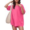 imageFlygo Womens Romper Short Sleeve Tee Rompers Crewneck Jumpsuit Back V Neck Casual Hot Shot One Piece Outfits with PocketsStrawberry Moon