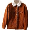 imageFlygo Womens Single Breasted Sherpa Fleece Lined Fur Collar Corduroy JacketKhaki