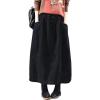 imageFlygo Womens Vintage Corduroy ALine Pleated Long Midi Skirt with PocketsBlack