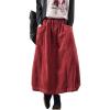 imageFlygo Womens Vintage Corduroy ALine Pleated Long Midi Skirt with PocketsRed