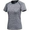 imageFlygo Womens Workout Shirt Quick Dry Running Yoga Base Layer Tee TShirtDark Grey