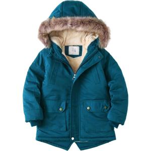 imageFlygo Boys Winter Coat Fleece Lined Kids Puffer Jacket Warm Quilted Hooded Parka JacketsLake Blue