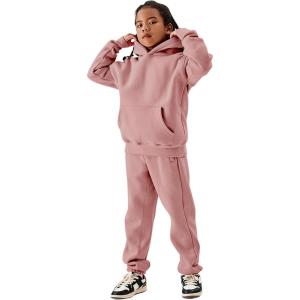 imageFlygo Girls Boys Fleece 2 Piece Outfits Pants Set Hoodies Sweatshirt and Jogger SweatpantsDark Pink