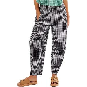 imageFlygo Girls Plaid Wide Leg Pants Gingham Elastic Waist Trousers Cute Print Bottoms with Slant PocketsBlack