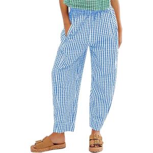 imageFlygo Girls Plaid Wide Leg Pants Gingham Elastic Waist Trousers Cute Print Bottoms with Slant PocketsLightblue