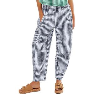 imageFlygo Girls Plaid Wide Leg Pants Gingham Elastic Waist Trousers Cute Print Bottoms with Slant PocketsNavy