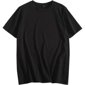 imageFlygo Mens Classic Cotton Summer Crewneck Short Sleeve TShirt Blouses TopsBlack
