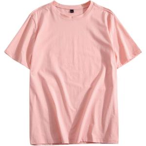 imageFlygo Mens Classic Cotton Summer Crewneck Short Sleeve TShirt Blouses TopsPink