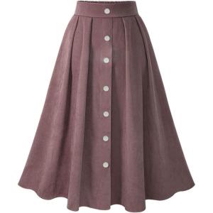 imageFlygo Womens Casual Elastic Waist Flared Pleated A Line Maxi Long SkirtCameo Brown