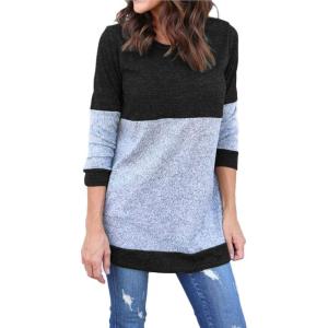 imageFlygo Womens Casual Long Sleeve Crewneck Tunics T Shirt TopsBlack