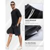 imageFlygo Mens Sweat Shorts Athletic Acid Washed Cotton Gym Short Elastic Waist Drawstring Workout Jogger Pants with PocketsBlack