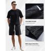 imageFlygo Mens Sweat Shorts Athletic Acid Washed Cotton Gym Short Elastic Waist Drawstring Workout Jogger Pants with PocketsBlack