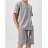 imageFlygo Mens Sweat Shorts Athletic Acid Washed Cotton Gym Short Elastic Waist Drawstring Workout Jogger Pants with PocketsGrey