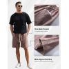 imageFlygo Mens Sweat Shorts Athletic Acid Washed Cotton Gym Short Elastic Waist Drawstring Workout Jogger Pants with PocketsKhaki