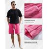 imageFlygo Mens Sweat Shorts Athletic Acid Washed Cotton Gym Short Elastic Waist Drawstring Workout Jogger Pants with PocketsPink