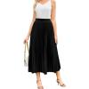 imageFlygo Pleated Skirts for Women Elastic High Waist ALine Midi Skirt Casual Flowy Swing Pleated SkirtBlack