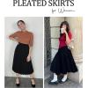 imageFlygo Pleated Skirts for Women Elastic High Waist ALine Midi Skirt Casual Flowy Swing Pleated SkirtBlack