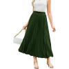 imageFlygo Pleated Skirts for Women Elastic High Waist ALine Midi Skirt Casual Flowy Swing Pleated SkirtGreen