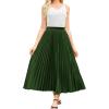 imageFlygo Pleated Skirts for Women Elastic High Waist ALine Midi Skirt Casual Flowy Swing Pleated SkirtGreen