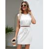 imageFlygo Summer Short Skirt Sets Women 2 Piece Outfits Crewneck Tank Vest Mini Skirt Set for GirlsWhite