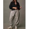 imageFlygo Sweatshirt for Women Pieced Popover Henley Top Cropped Lapel V Neck Pullover Oversized Sweatshirts 2025 TrendyBlack