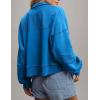 imageFlygo Sweatshirt for Women Pieced Popover Henley Top Cropped Lapel V Neck Pullover Oversized Sweatshirts 2025 TrendyBlue
