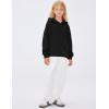 imageFlygo Unisex Girls Boys Embossed Pullover Hoodie Kids Basic Long Sleeve Soft Sweatshirt with PocketsBlack